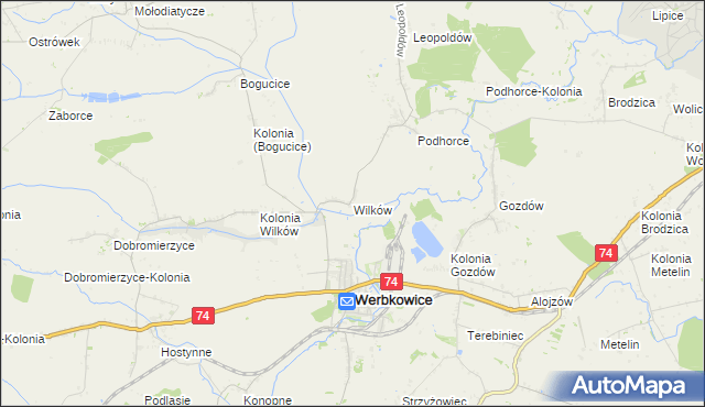 mapa Wilków gmina Werbkowice, Wilków gmina Werbkowice na mapie Targeo