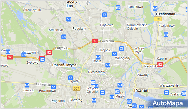 mapa Winiary gmina Poznań, Winiary gmina Poznań na mapie Targeo