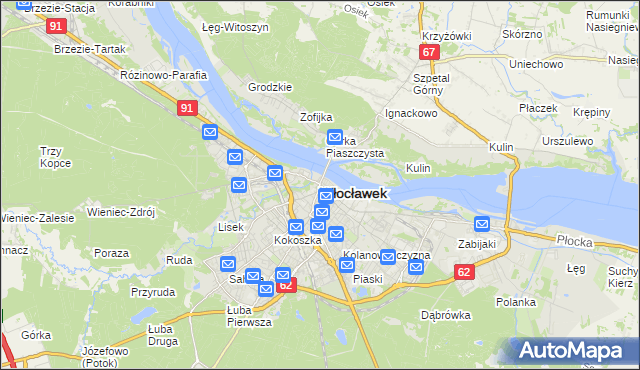 mapa Włocławka, Włocławek na mapie Targeo