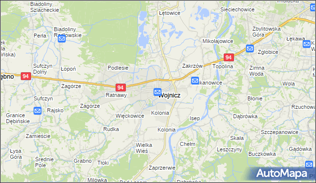 mapa Wojnicz, Wojnicz na mapie Targeo