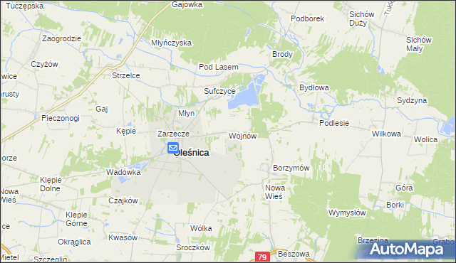 mapa Wojnów gmina Oleśnica, Wojnów gmina Oleśnica na mapie Targeo