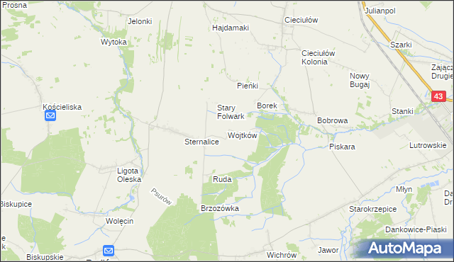 mapa Wojtków, Wojtków na mapie Targeo