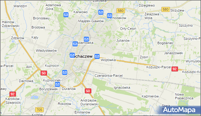 mapa Wojtówka gmina Sochaczew, Wojtówka gmina Sochaczew na mapie Targeo