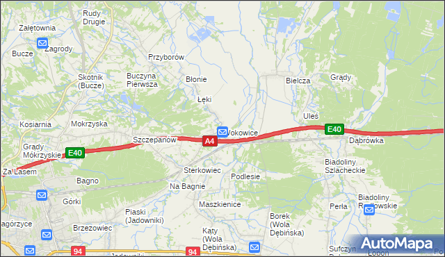 mapa Wokowice, Wokowice na mapie Targeo