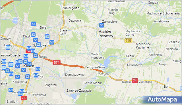 mapa Wola Kopcowa, Wola Kopcowa na mapie Targeo