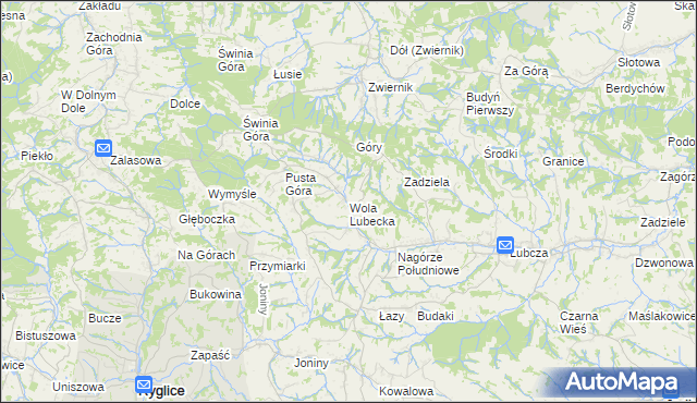mapa Wola Lubecka gmina Ryglice, Wola Lubecka gmina Ryglice na mapie Targeo