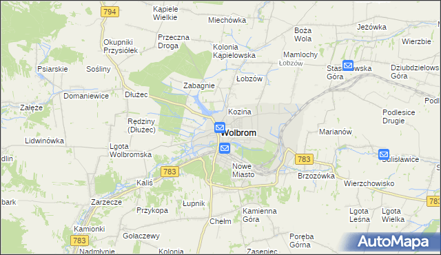mapa Wolbrom, Wolbrom na mapie Targeo