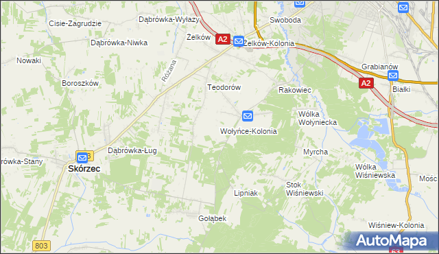 mapa Wołyńce-Kolonia, Wołyńce-Kolonia na mapie Targeo