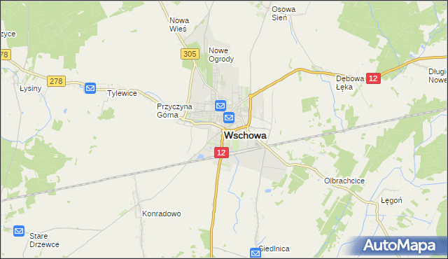 mapa Wschowa, Wschowa na mapie Targeo