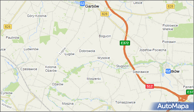mapa Wysokie gmina Jastków, Wysokie gmina Jastków na mapie Targeo