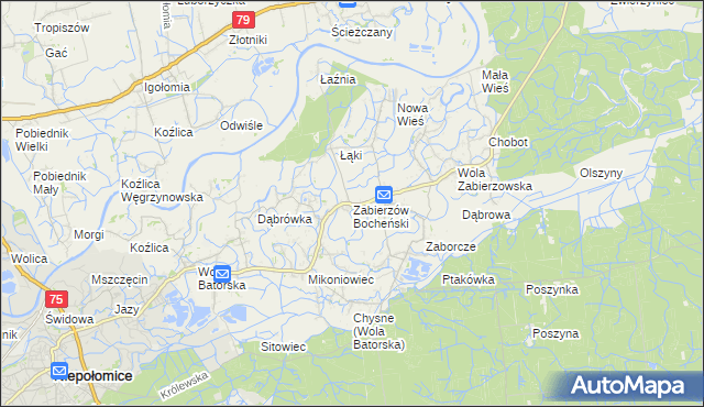 mapa Zabierzów Bocheński, Zabierzów Bocheński na mapie Targeo