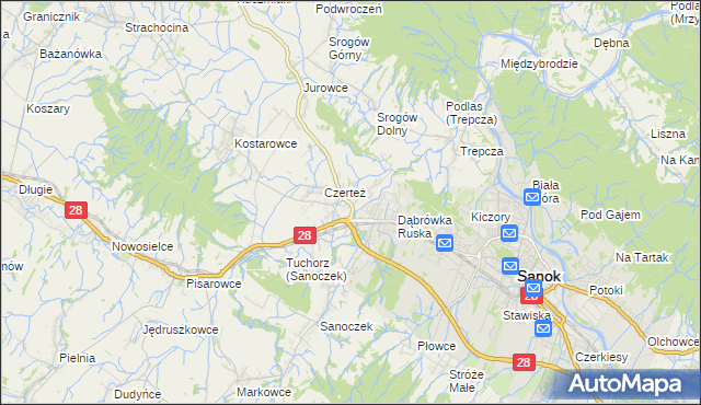 mapa Zabłotce gmina Sanok, Zabłotce gmina Sanok na mapie Targeo