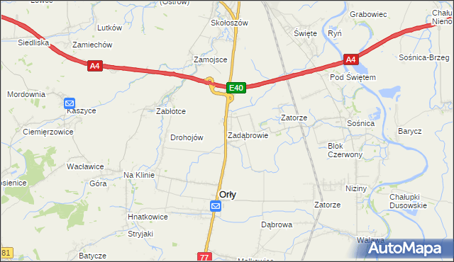 mapa Zadąbrowie gmina Orły, Zadąbrowie gmina Orły na mapie Targeo