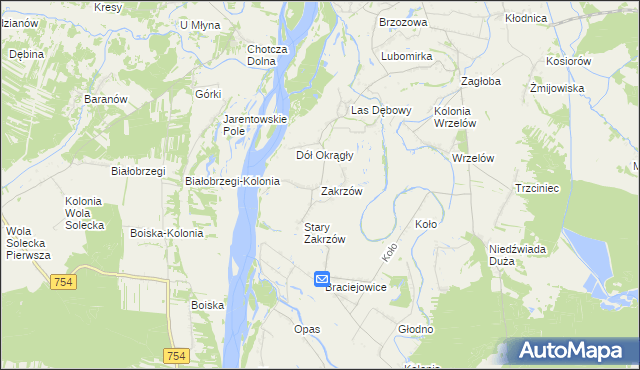 mapa Zakrzów gmina Łaziska, Zakrzów gmina Łaziska na mapie Targeo