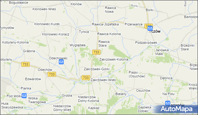 mapa Zakrzówek-Kolonia, Zakrzówek-Kolonia na mapie Targeo