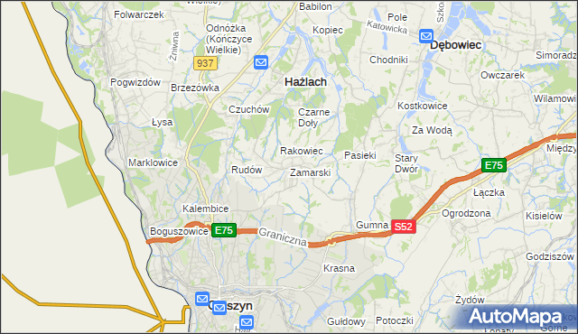 mapa Zamarski, Zamarski na mapie Targeo