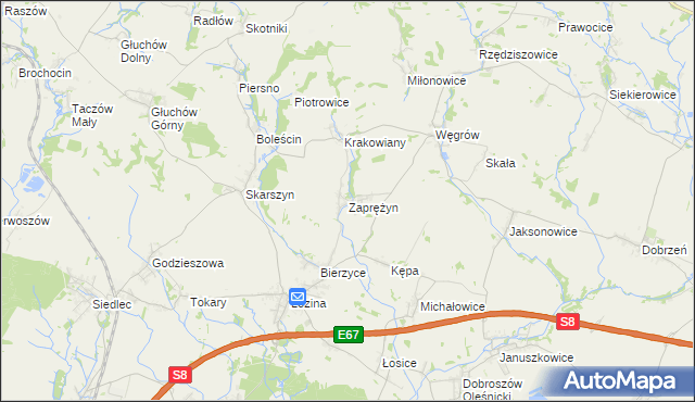 mapa Zaprężyn, Zaprężyn na mapie Targeo