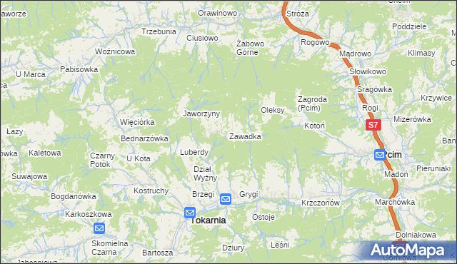 mapa Zawadka gmina Tokarnia, Zawadka gmina Tokarnia na mapie Targeo