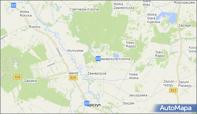 mapa Zawieprzyce-Kolonia, Zawieprzyce-Kolonia na mapie Targeo