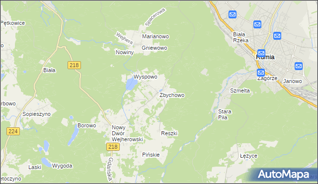 mapa Zbychowo, Zbychowo na mapie Targeo