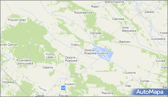 mapa Żelazna Rządowa-Gutocha, Żelazna Rządowa-Gutocha na mapie Targeo