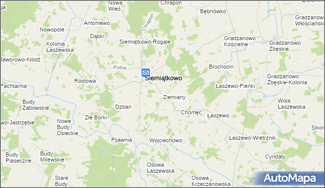 mapa Ziemiany gmina Siemiątkowo, Ziemiany gmina Siemiątkowo na mapie Targeo