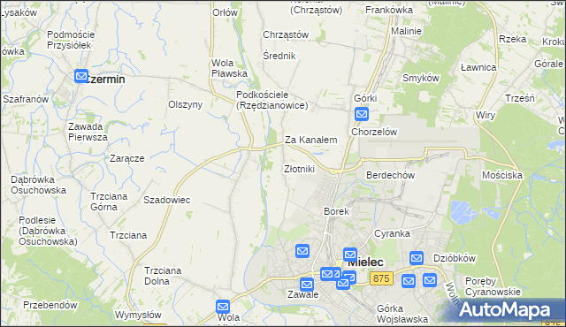 mapa Złotniki gmina Mielec, Złotniki gmina Mielec na mapie Targeo