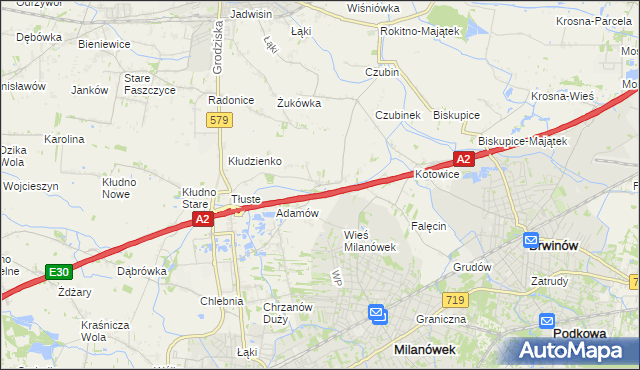 mapa Żuków gmina Grodzisk Mazowiecki, Żuków gmina Grodzisk Mazowiecki na mapie Targeo