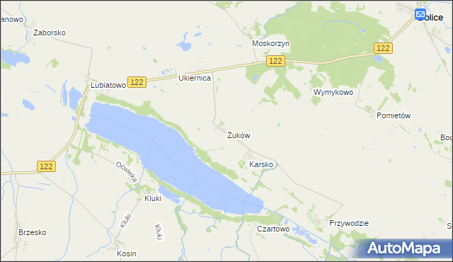 mapa Żuków gmina Przelewice, Żuków gmina Przelewice na mapie Targeo