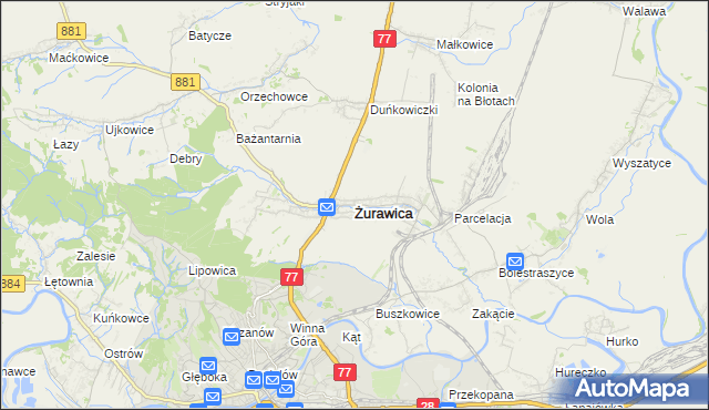 mapa Żurawica powiat przemyski, Żurawica powiat przemyski na mapie Targeo