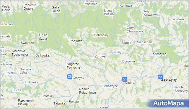 mapa Żurowa, Żurowa na mapie Targeo