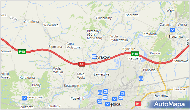 mapa Żyraków, Żyraków na mapie Targeo