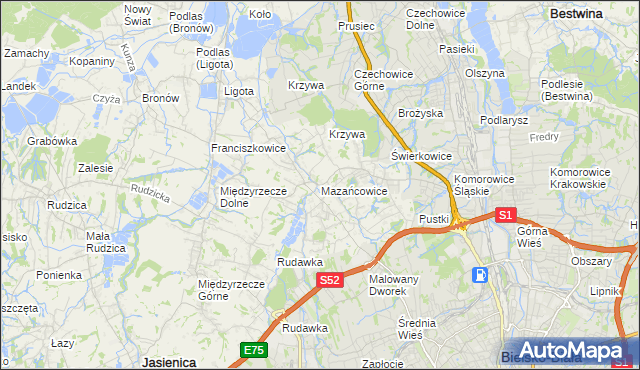 mapa Mazańcowice, Mazańcowice na mapie Targeo