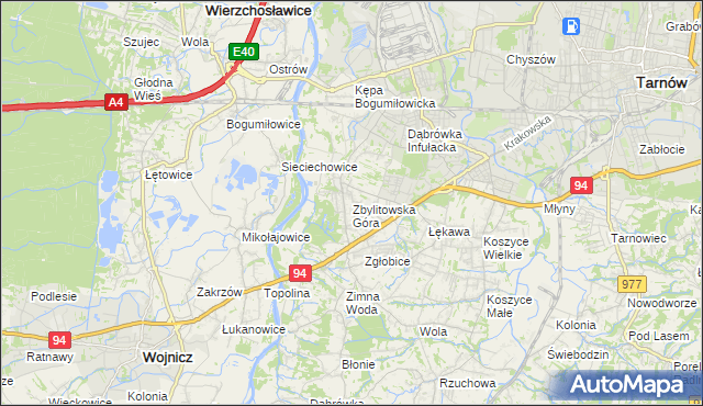 mapa Zbylitowska Góra, Zbylitowska Góra na mapie Targeo