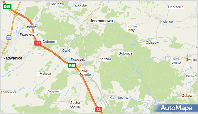 mapa Bądzów, Bądzów na mapie Targeo