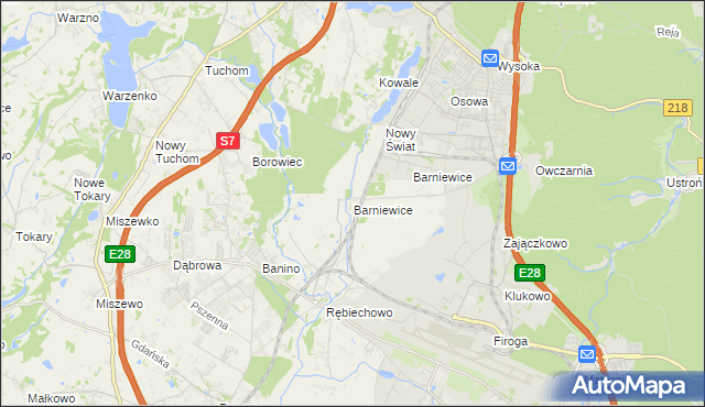 mapa Barniewice, Barniewice na mapie Targeo