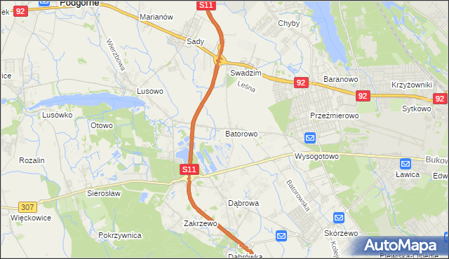 mapa Batorowo gmina Tarnowo Podgórne, Batorowo gmina Tarnowo Podgórne na mapie Targeo