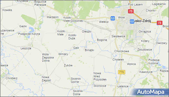 mapa Biniątki, Biniątki na mapie Targeo