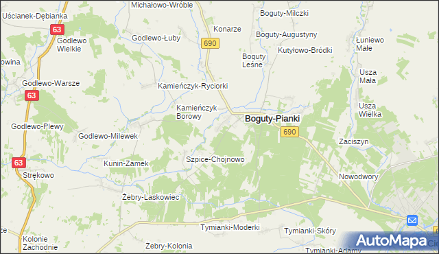 mapa Boguty-Żurawie, Boguty-Żurawie na mapie Targeo
