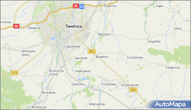 mapa Boleścin gmina Świdnica, Boleścin gmina Świdnica na mapie Targeo