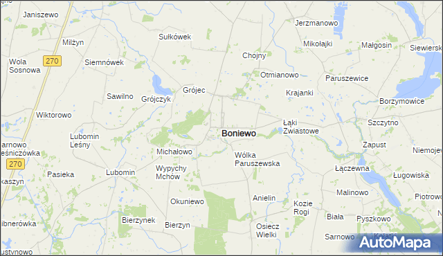 mapa Boniewo powiat włocławski, Boniewo powiat włocławski na mapie Targeo