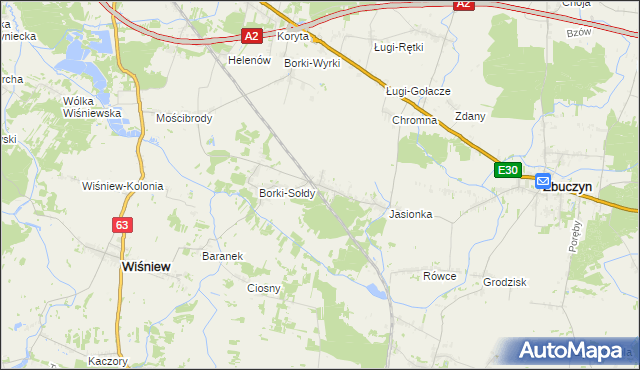 mapa Borki-Kosy, Borki-Kosy na mapie Targeo