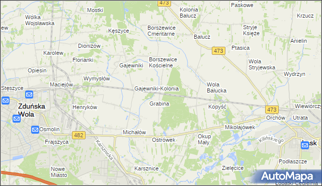 mapa Borszewice Kolejowe, Borszewice Kolejowe na mapie Targeo
