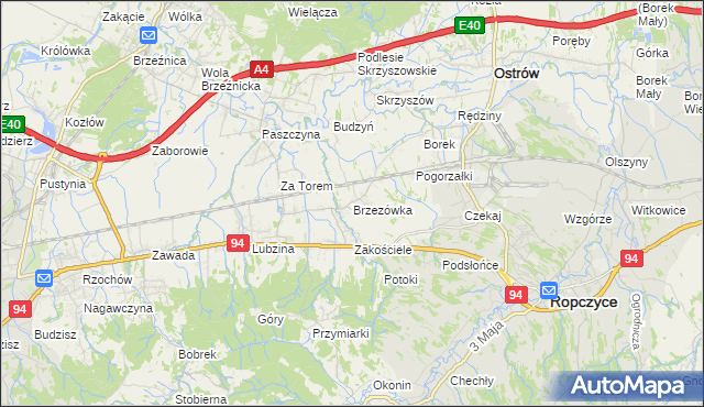 mapa Brzezówka gmina Ropczyce, Brzezówka gmina Ropczyce na mapie Targeo