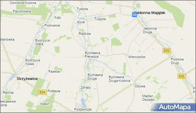 mapa Bychawka Trzecia-Kolonia, Bychawka Trzecia-Kolonia na mapie Targeo