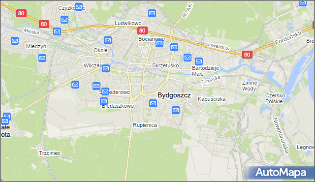 mapa Bydgoszczy, Bydgoszcz na mapie Targeo