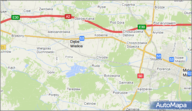 mapa Chrośla, Chrośla na mapie Targeo