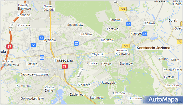 mapa Chyliczki gmina Piaseczno, Chyliczki gmina Piaseczno na mapie Targeo