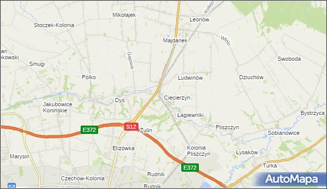 mapa Ciecierzyn gmina Niemce, Ciecierzyn gmina Niemce na mapie Targeo