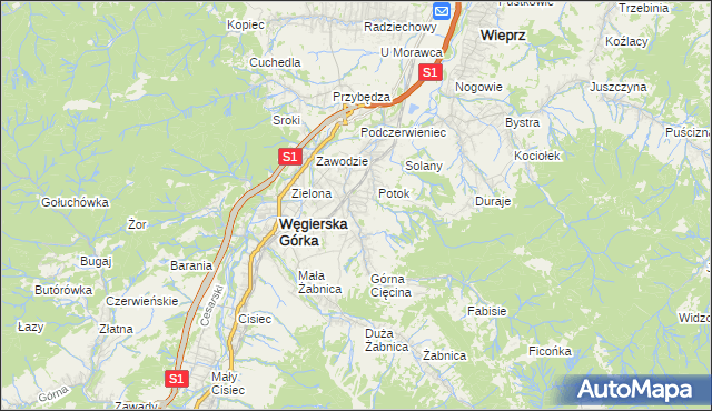 mapa Cięcina, Cięcina na mapie Targeo